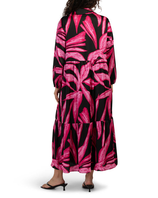FIRST LOVE Abstract Print Maxi Shirt Dress
