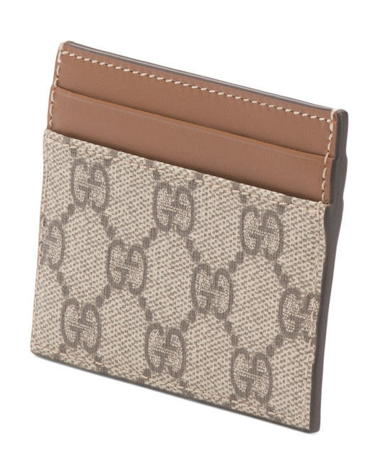 GUCCI Made In Italy Supreme Canvas And Leather Gg Card Case
