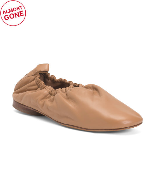 MANSUR GAVRIEL Made In Portugal Leather Glove Ruched Ballerina Flats