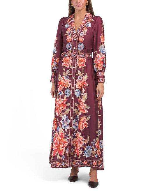 DALIA MACPHEE Long Sleeve Floral Maxi Dress