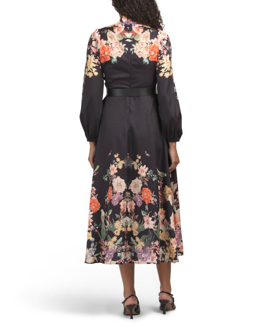 NANCY YANG Floral Shirt Dress Gown