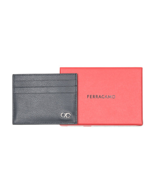 SALVATORE FERRAGAMO Made In Italy Calfskin Leather Crosta Toledo Designer Card Holder