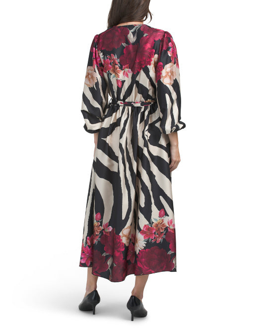 ESY STUDIO Zebra Floral Printed Maxi Dress