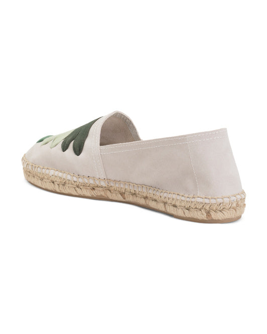 PICON Made In Spain Suede Espadrille Flats With Ribbon Details