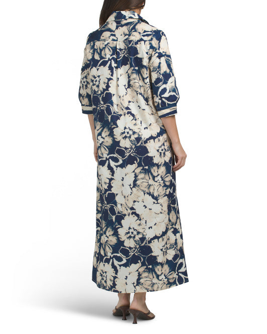 SPIGHE DI LINO Made In Italy Printed Maxi Dress