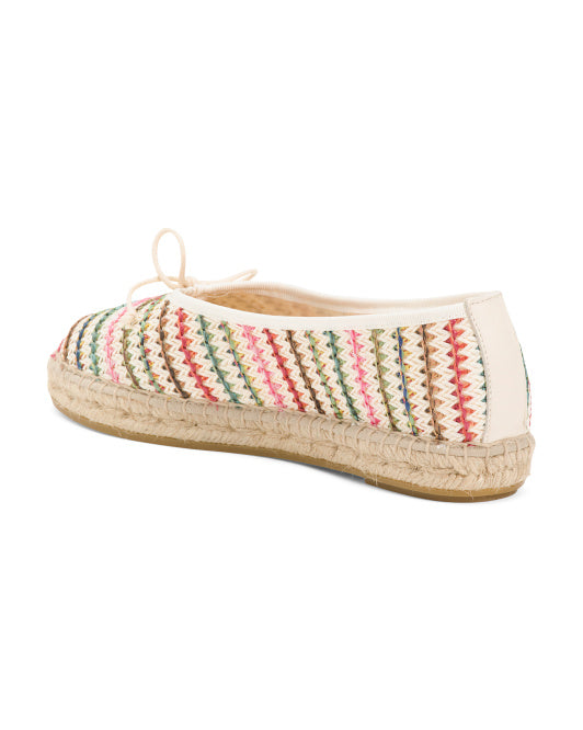 MAYPOL Made In Spain Colorful Striped Ballerina Espadrille Flats