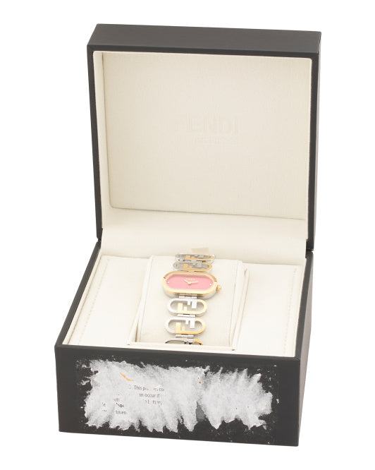 FENDI Women's Swiss Made O'lock Pink Two Tone Bracelet Watch