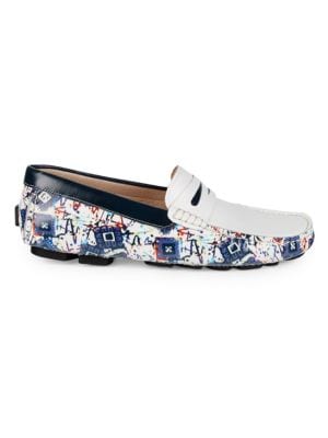 Robert Graham
Welnick Print Leather Driving Loafers
