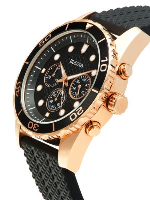 Bulova
Stainless Steel & Rubber Strap Chronograph Watch