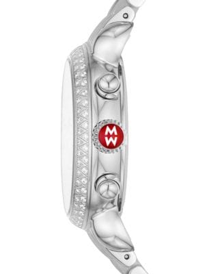 Michele
36MM Stainless Steel & Diamond Bracelet Watch