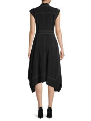 Karl Lagerfeld Paris
Belted Handkerchief-Hem Midi Dress
