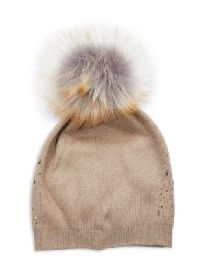 Adrienne Landau
Studded Faux Fur Pom Pom Beanie