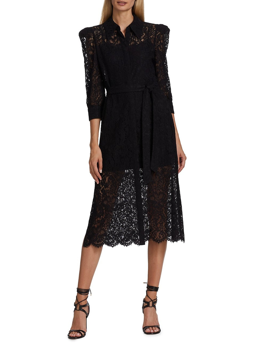 L'Agence Kylo Belted Lace Dress Ivory