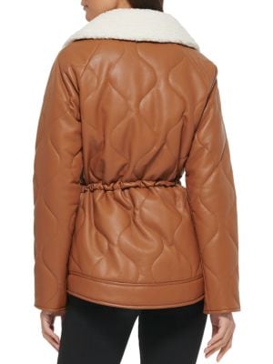 Kenneth Cole
Quilted Faux Fur Trim Anorak Jacket
