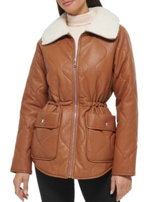 Kenneth Cole
Quilted Faux Fur Trim Anorak Jacket