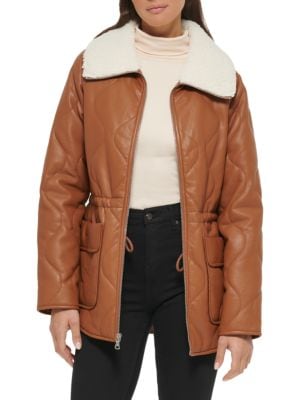 Kenneth Cole
Quilted Faux Fur Trim Anorak Jacket