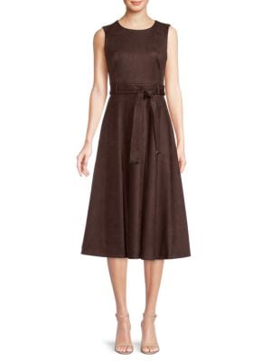 Calvin Klein Belted Faux Suede Midi A Line Dress – thefrumshopper