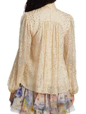Zimmermann
Tie-Accented Silk Jacquard Blouse