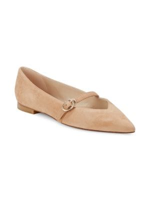 Stuart Weitzman
Crystal Buckle Suede Ballet Flats