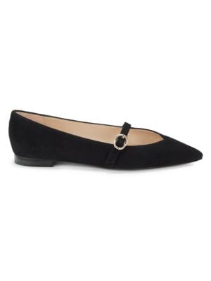 Stuart Weitzman
Crystal Buckle Suede Ballet Flats