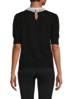 Sioni
Lace Collar Puff Sleeve Top