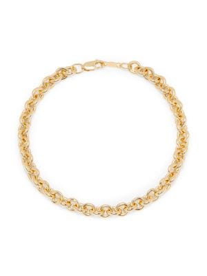Saks Fifth Avenue
 22K Yellow Gold Sterling Silver Cable Chain Bracelet