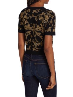 Alice + Olivia
Ciara Jacquard Knit Crop Sweater