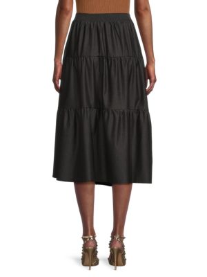 YAL New York
Button Front Tiered Midi Skirt