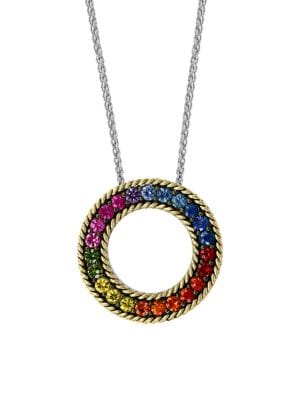Effy
18K Yellow Gold, Sterling Silver & Multicolor Sapphire Pendant Necklace