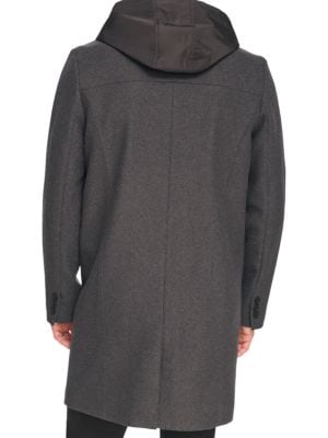Kenneth Cole
Melton Walker Mixed Media Hooded Bib Overcoat
