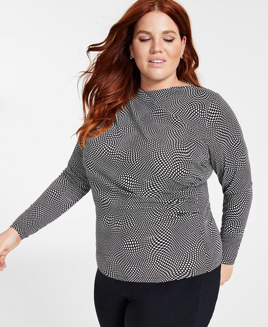 Alfani - Plus Size Printed Long-Sleeve Shirt