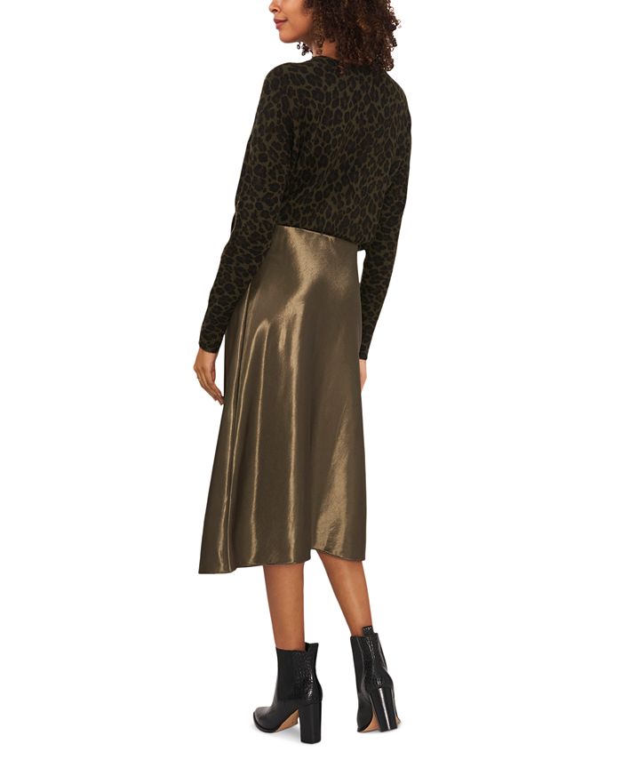 Vince Camuto - Women's Textured Pull-On A-Line Midi Skirt