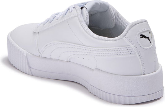 PUMA Carina Leather Platform Sneaker, Alternate, color, PUMA WHITE-PUMA WHITE