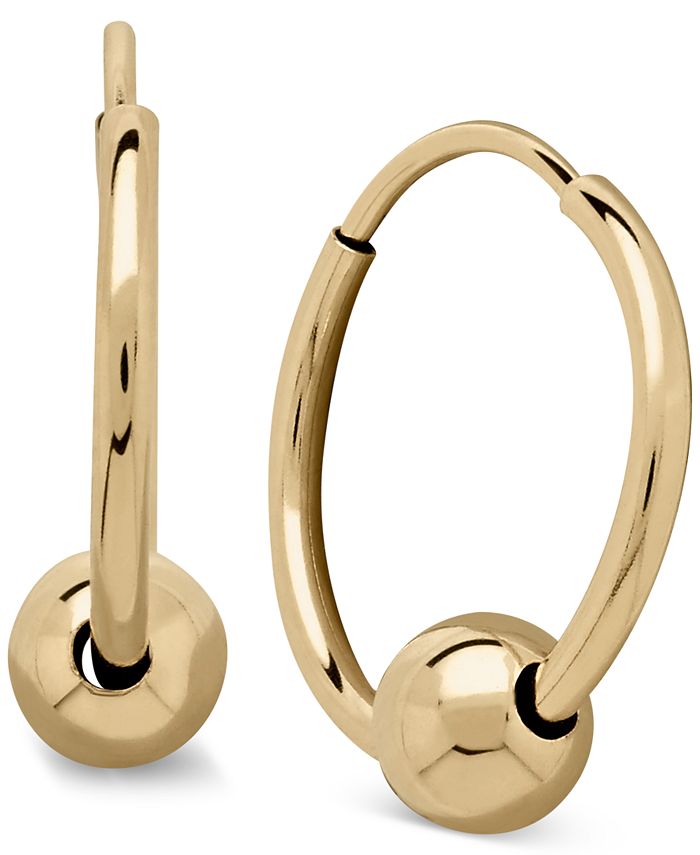 Macy's - Bead Hoop Earrings in 14k Gold