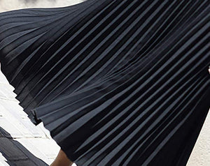 Womens Solid Pleated Elegant Midi Elastic Waist Maxi Skirt - image 5 of 6