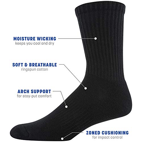 Gildan Men's Active Cotton Crew Socks, 10-pairs