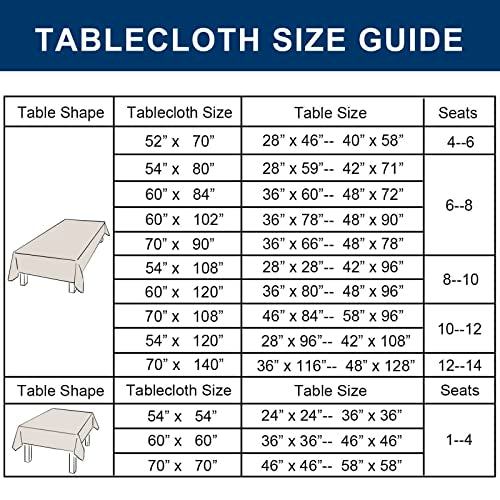 Hiasan Faux Linen Rectangle Tablecloth - Wrinkle and Stain Resistant Washable Table Cloth for Kitchen Dining Room Holiday Table Cover for Dinner, Champagne, 90 x 132 Inch