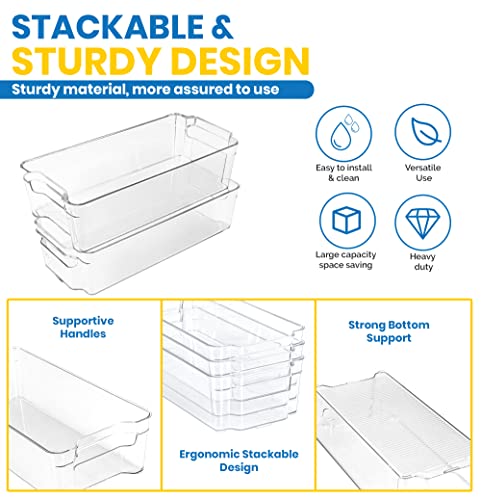 Utopia Home - Fridge Organizer Bins - Set of 8 Refrigerator Organizing Bins - Pantry Organizers and Storage - Stackable Clear Storage Bins For Home & Kitchen Pantry Organization and Storage
