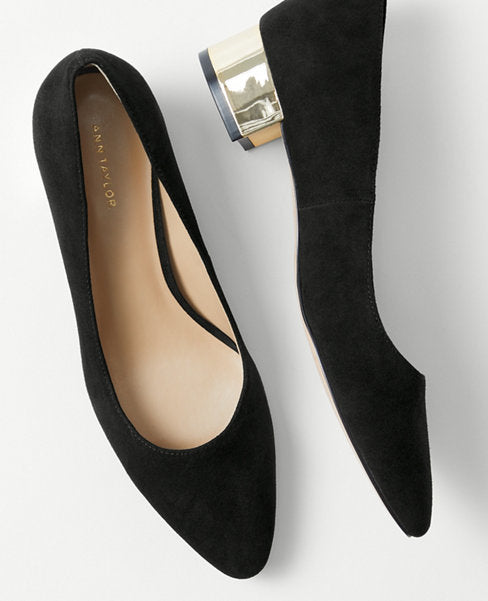Image 2 of 3 - Mid Block Heel Suede Pumps