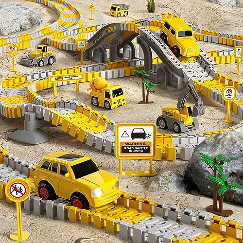 iHaHa Toddler Boy Toys for 3 4 5 6 Year Old, Total 236 PCS Construction Toys Race Tracks for Boys Kids Toys, Birthday Toys for 3 4 5 6 Year Old Boys Girls Kids