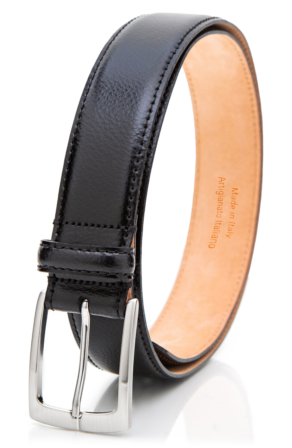 MADE IN ITALY Pebble Leather Belt, Main, color, BLACK