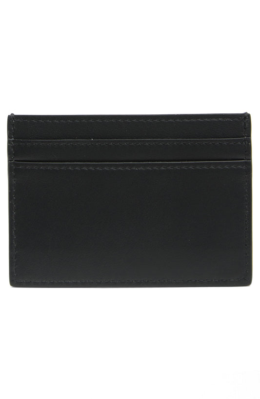 MOSCHINO Leather Card Case, Alternate, color, BLACK