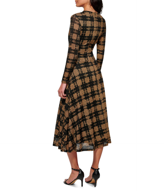 Calvin Klein Printed Long Sleeve Crisscross Dress