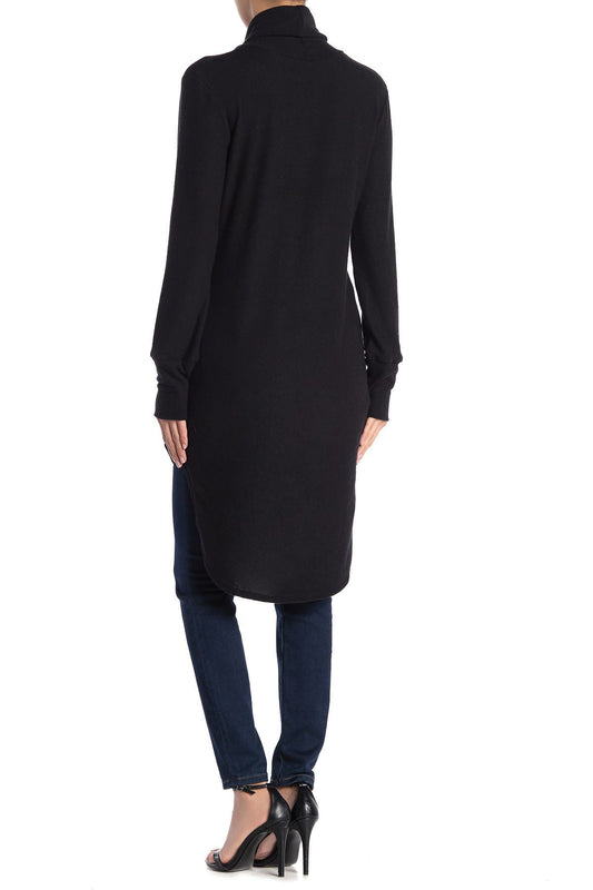 GO COUTURE Turtleneck High/Low Hem Tunic Sweater, Alternate, color, BLACK
