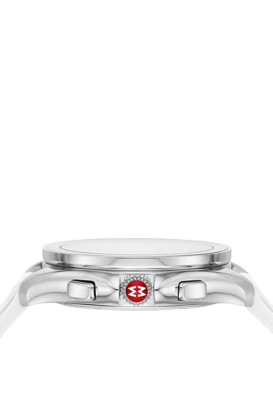 MICHELE Women's Cape Chronograph White Silicone Watch, 38mm, Alternate, color, WHITE