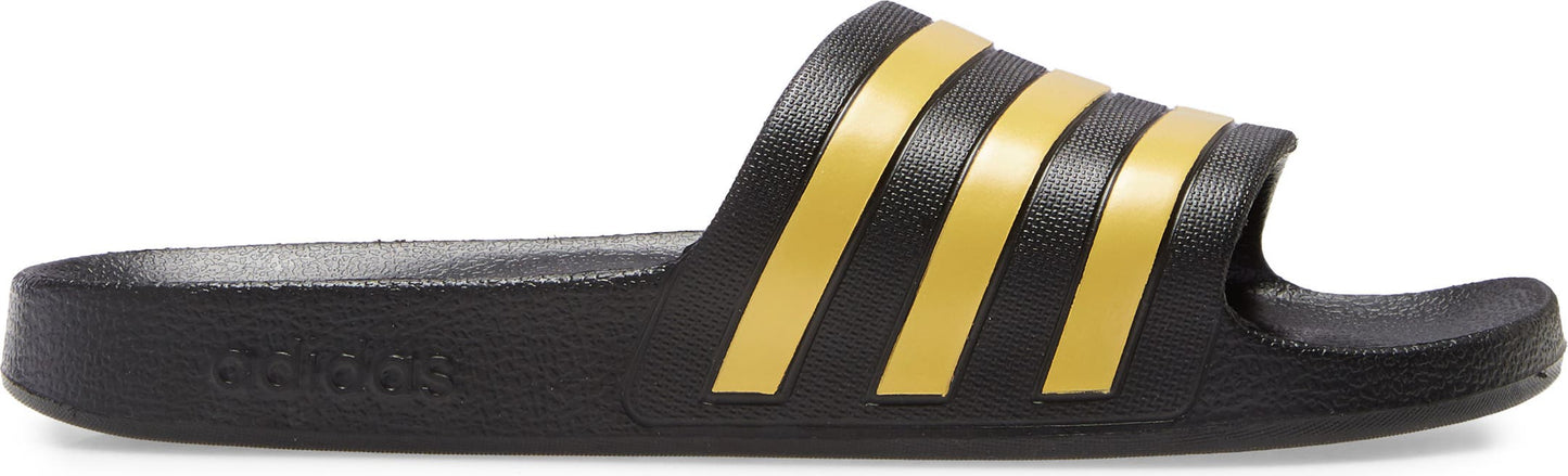 ADIDAS Adilette Aqua Sport Slide Sandal, Alternate, color, CORE BLACK/ GOLD/ CORE BLACK