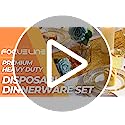 175 Piece Gold Dinnerware Set 25 Guest-50 Diamond Square Plastic Plates-25 Gold Plastic Silverware-25 Gold Plastic Cups-25 Linen Like Gold Paper Napkins, FOCUSLINE Disposable Dinnerware Set