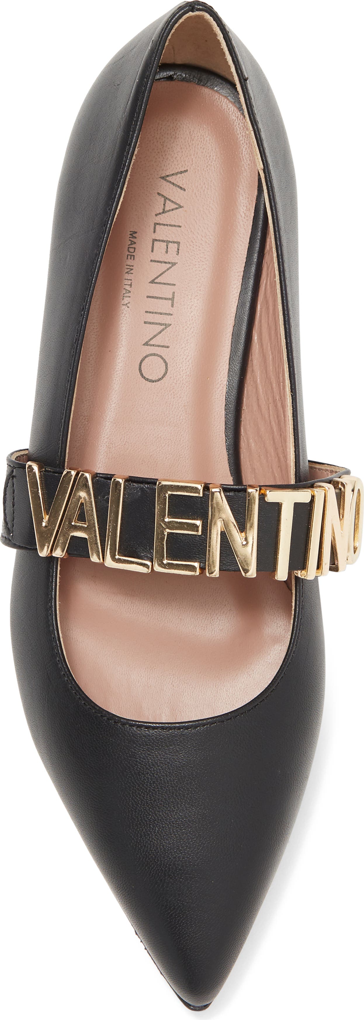 VALENTINO BY MARIO VALENTINO Claudia Logo Strap Flat, Alternate, color, BLACK