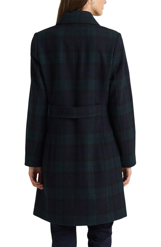LAUREN RALPH LAUREN Plaid Wool Blend Coat
