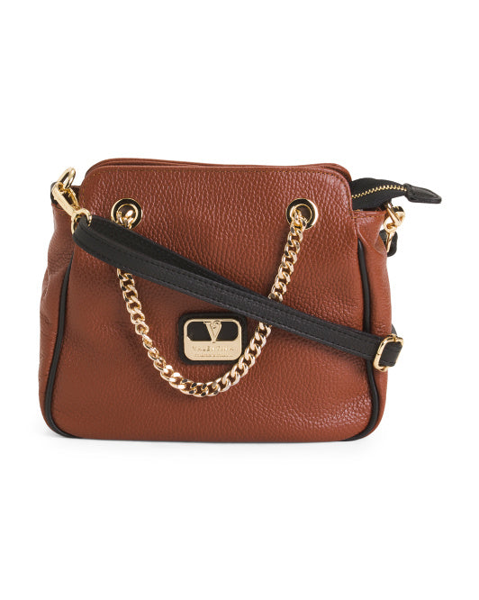 VALENTINA Made In Italy Leather Double Entry Crossbody The Frum Shopper
